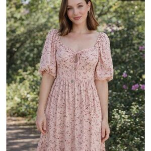 New Look Blush Floral Long Sleeve Dress